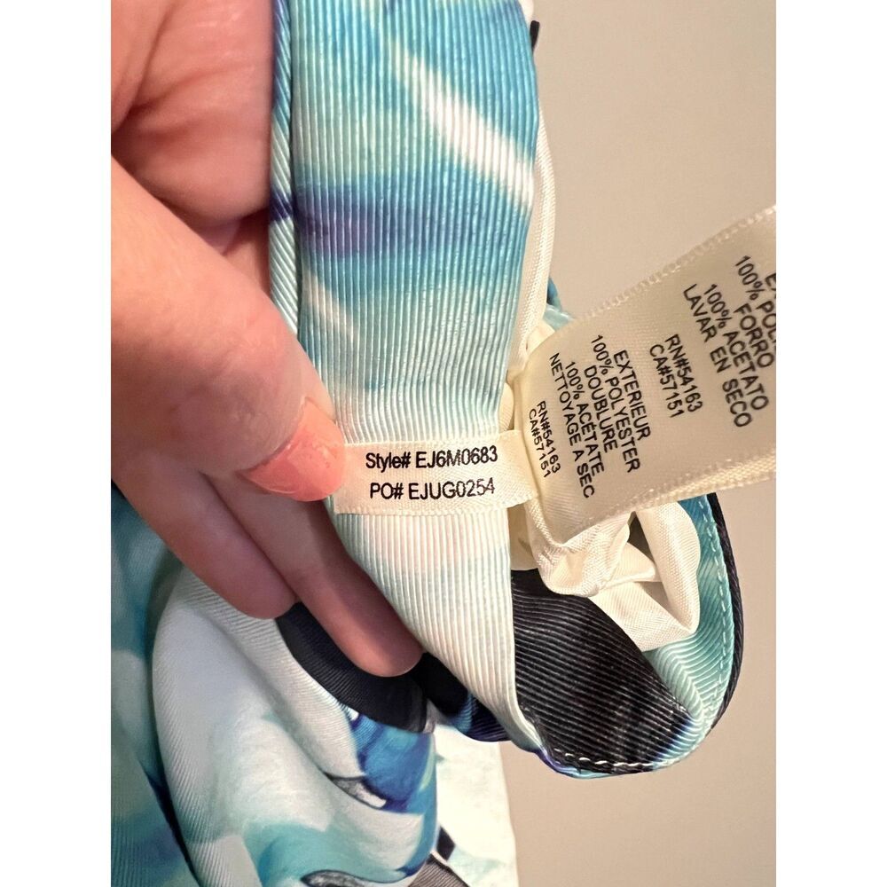 NWT Eliza J Faille Sheath Belted Floral Blue Mini Dress Pockets Women's Size 6 - Picture 11 of 12